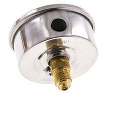 -1..0.6 Bar (-15..9 psi) Glyzerin-Manometer Rückseite Edelstahl/Messing 63 mm Klasse 1.6