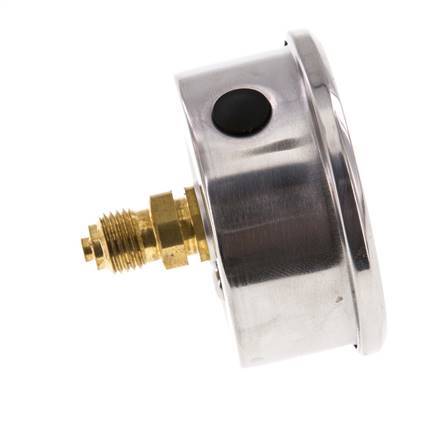 -1..0.6 Bar (-15..9 psi) Glyzerin-Manometer Rückseite Edelstahl/Messing 63 mm Klasse 1.6