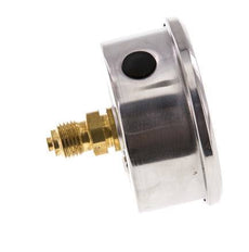 -1..0.6 Bar (-15..9 psi) Glyzerin-Manometer Rückseite Edelstahl/Messing 63 mm Klasse 1.6