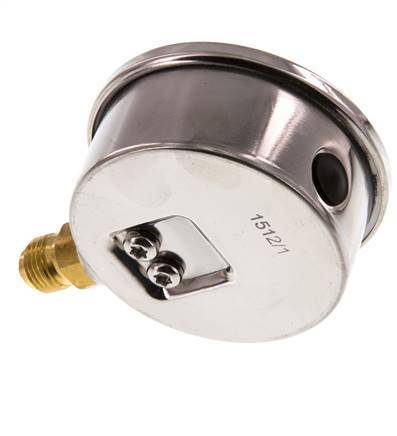 -1..0.6 Bar (-15..9 psi) Glyzerin-Manometer Unten Edelstahl/Messing 63 mm Klasse 1.6