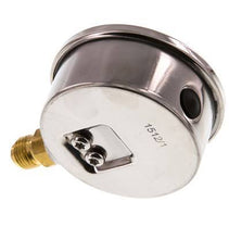 -1..0.6 Bar (-15..9 psi) Glyzerin-Manometer Unten Edelstahl/Messing 63 mm Klasse 1.6
