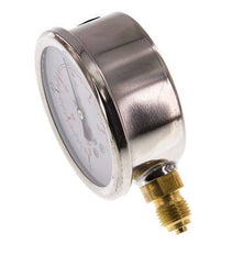 -1..0.6 Bar (-15..9 psi) Glyzerin-Manometer Unten Edelstahl/Messing 63 mm Klasse 1.6