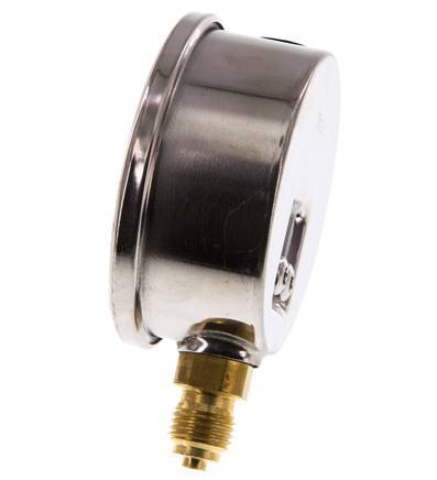 -1..0.6 Bar (-15..9 psi) Glyzerin-Manometer Unten Edelstahl/Messing 63 mm Klasse 1.6