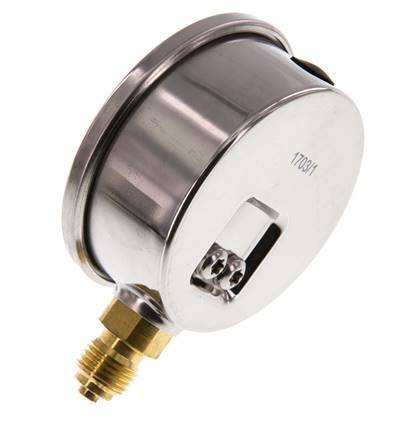 -1..15 Bar (-15..218 psi) Glyzerin-Manometer Unten Edelstahl/Messing 63 mm Klasse 1.6