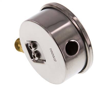 -1..1.5 Bar (-15..22 psi) Glyzerin-Manometer Unten Edelstahl/Messing 63 mm Klasse 1.6