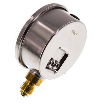 -1..3 Bar (-15..44 psi) Glyzerin-Manometer Unten Edelstahl/Messing 63 mm Klasse 1.6