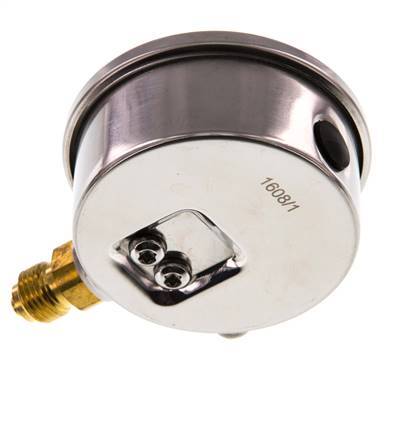 -1..3 Bar (-15..44 psi) Glyzerin-Manometer Unten Edelstahl/Messing 63 mm Klasse 1.6