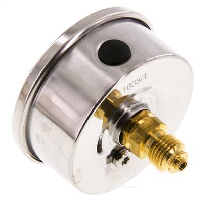 -1..9 Bar (-15..131 psi) Glycerin Pressure Gauge Rear Stainless steel/Brass 63 mm Class 1.6