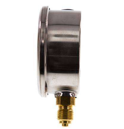 -1..9 Bar (-15..131 psi) Glyzerin-Manometer Unten Edelstahl/Messing 63 mm Klasse 1.6