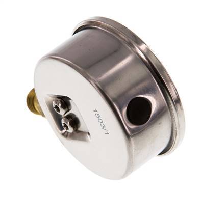 0..0.6 Bar (0..9 psi) Glyzerin-Manometer unten Edelstahl/Messing 63 mm Klasse 1.6