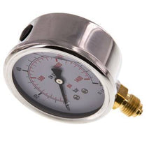 0..100 Bar (0..1450 psi) Glyzerin-Manometer Unten Edelstahl/Messing 63 mm Klasse 1.6