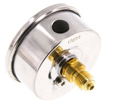 0..10 Bar (0..145 psi) Glycerin Pressure Gauge Rear Stainless steel/Brass 63 mm Class 1.6