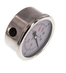 0..160 Bar (0..2321 psi) Glyzerin-Manometer Unten Edelstahl/Messing 63 mm Klasse 1.6