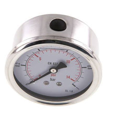 0..1 Bar (0..15 psi) Glyzerin-Manometer Rückseite Edelstahl/Messing 63 mm Klasse 1.6