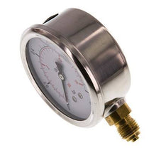 0..1 Bar (0..15 psi) Glyzerin-Manometer Unten Edelstahl/Messing 63 mm Klasse 1.6