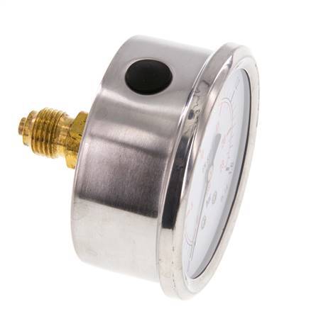 0..1.6 Bar (0..23 psi) Glycerin Pressure Gauge Rear Stainless steel/Brass 63 mm Class 1.6