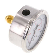0..2.5 Bar (0..36 psi) Glyzerin-Manometer Rückseite Edelstahl/Messing 63 mm Klasse 1.6