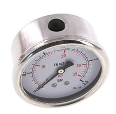 0..2.5 Bar (0..36 psi) Glyzerin-Manometer Rückseite Edelstahl/Messing 63 mm Klasse 1.6