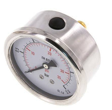 0..2.5 Bar (0..36 psi) Glyzerin-Manometer Rückseite Edelstahl/Messing 63 mm Klasse 1.6