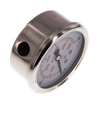 0..400 Bar (0..5802 psi) Glyzerin-Manometer Unten Edelstahl/Messing 63 mm Klasse 1.6