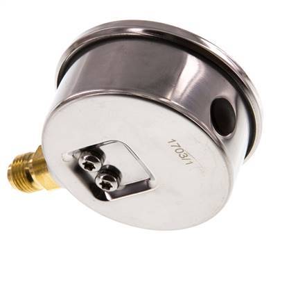 0..60 Bar (0..870 psi) Glyzerin-Manometer Unten Edelstahl/Messing 63 mm Klasse 1.6