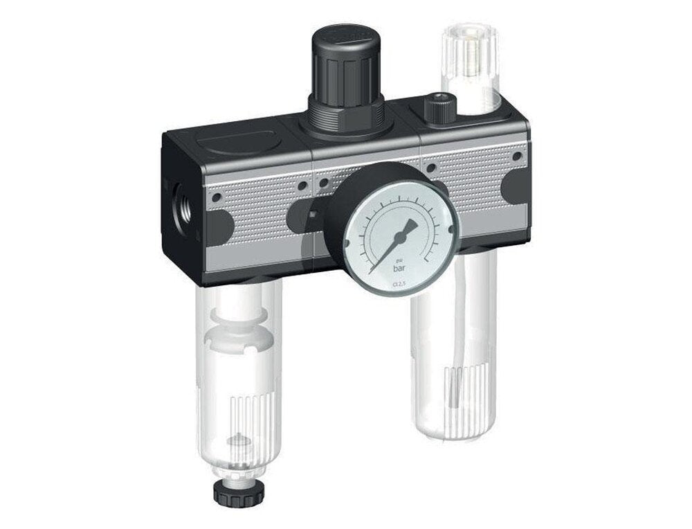 FRL 3-Teilig G1/4'' 1200l/min 0.5-10.0bar/7-145psi Auto Polycarbonat Multifix 1