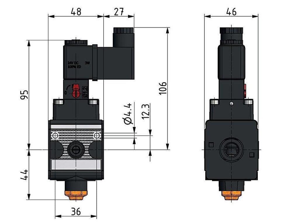 3/2 Valve G3/8 230VAC 900 l/min Multifix 1
