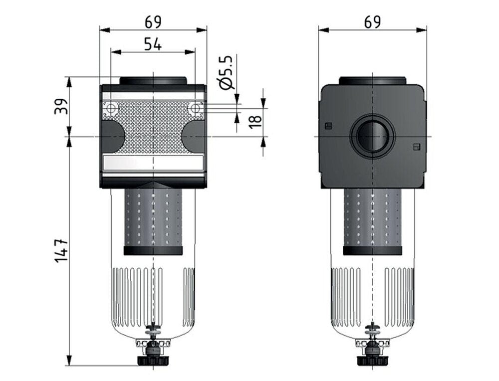 Vorfilter 0.3microns G1/2'' 500l/min Auto Polycarbonat Multifix 2