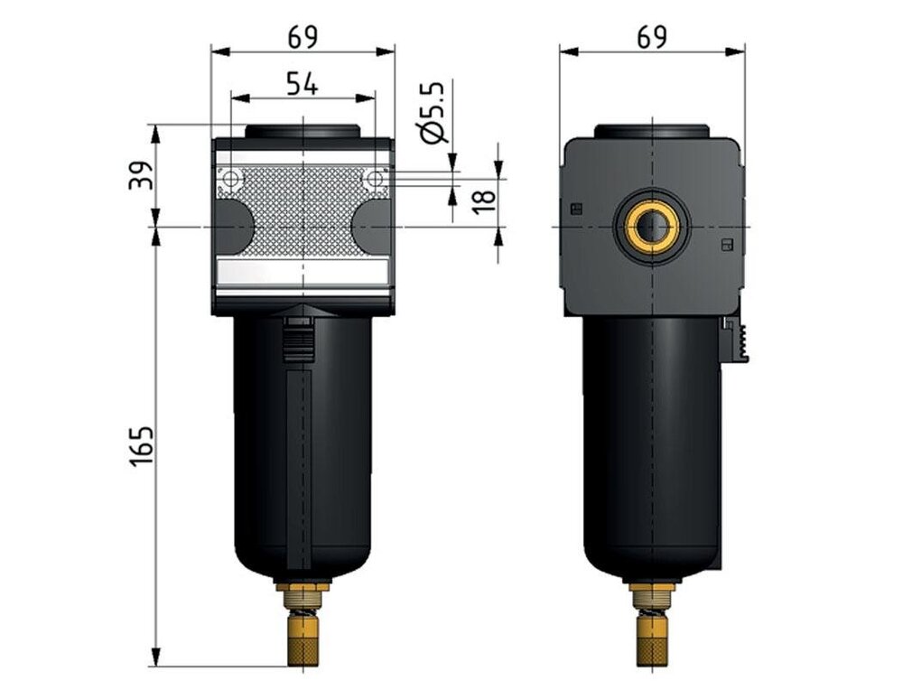 Vorfilter 0.3microns G1/4'' 350l/min Auto Metal Multifix 2
