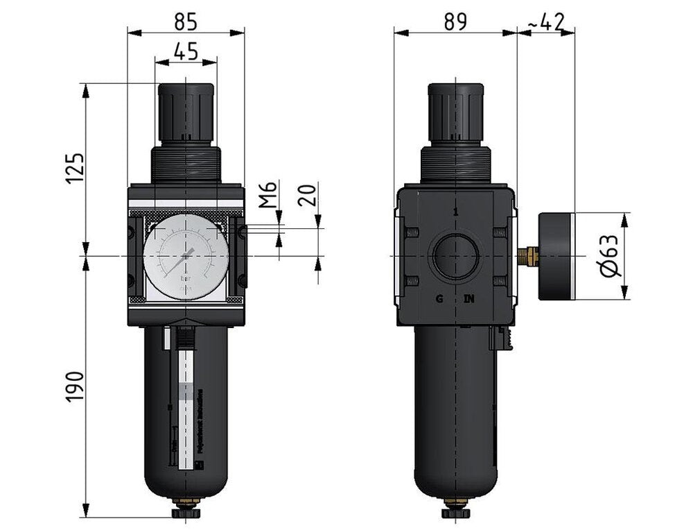 Filter-Regulator G3/4'' 12000 l/min 0.2-6.0bar/3-87psi Auto Polycarbonate Multifix 4