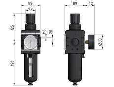 Filter-Regulator G3/4'' 12000 l/min 0.5-16.0bar/7-232psi Semi-Auto Metal Multifix 4