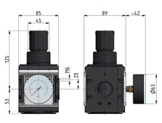 Pressure Regulator G3/4'' 12000 l/min 0.2-6.0bar/3-87psi Aluminium Multifix 4