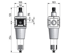 Filter-Regulator G1'' 15000 l/min 0.2-6.0bar/3-87psi Auto Polycarbonate Multifix 5