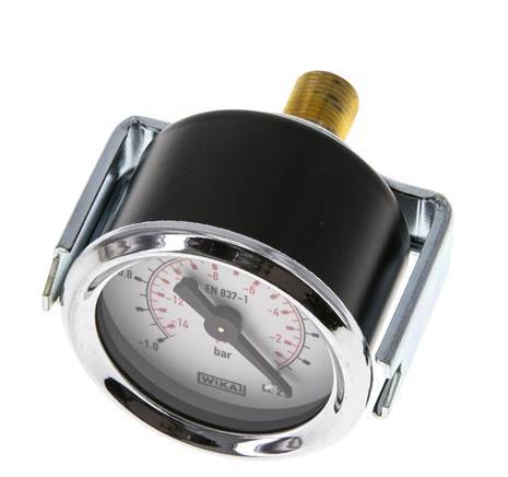 -1..0 Bar (-15..0 psi) Manometer für Schalttafelmontage Stahl/Messing 40 mm Klasse 2.5 (Halterung)