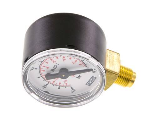 -1..0 bar (-15..0 psi) Druck Manometer unter Stahl / Messing 40 mm Klasse 1.6