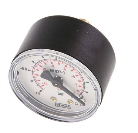 -1..0 bar Druck Manometer hinten Kunststoff / Messing 50 mm Klasse 2,5