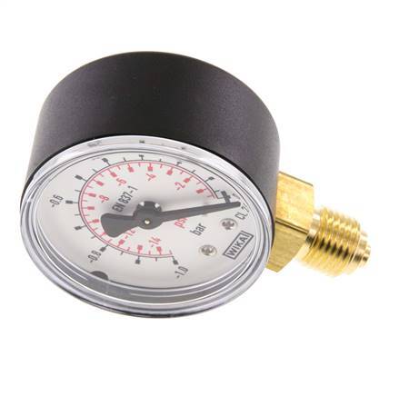 -1..0 bar (-15..0 psi) Druck Manometer unter Kunststoff / Messing 50 mm Klasse 2.5