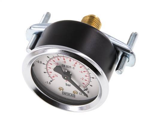 -1..0 Bar (-15..0 psi) Manometer für Schalttafelmontage Stahl/Messing 50 mm Klasse 2.5 (Halterung)