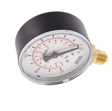 -1..0 bar Druck Manometer unter Kunststoff / Messing 63 mm Klasse 2,5