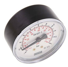 -1..9 Bar (-15..131 psi) Pressure Gauge Rear Plastic/Brass 63 mm Class 2.5