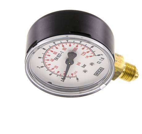 -1..9 Bar Druck Manometer unter Stahl / Messing 63 mm Klasse 1.6