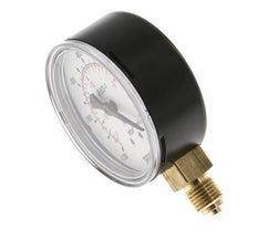 -1.2..0 bar Druck Manometer unter Stahl / Messing 63 mm Klasse 1.6