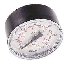0..0.6 Bar (0..9 psi) Pressure Gauge Rear Plastic/Brass 63 mm Class 2.5