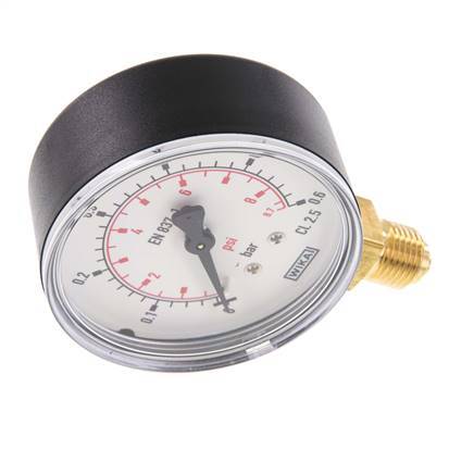 0..6 Bar (0..9 psi) Druck Manometer unter Kunststoff / Messing 63 mm Klasse 2.5