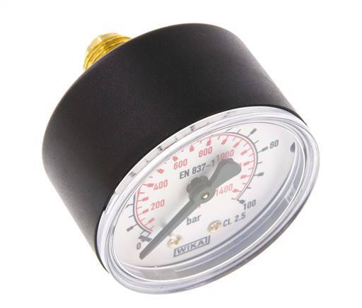 0..100 Bar Druck Manometer Hinten Kunststoff / Messing 50 mm Klasse 2.5