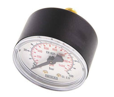 0..100 Bar Druck Manometer Hinten Kunststoff / Messing 50 mm Klasse 2.5