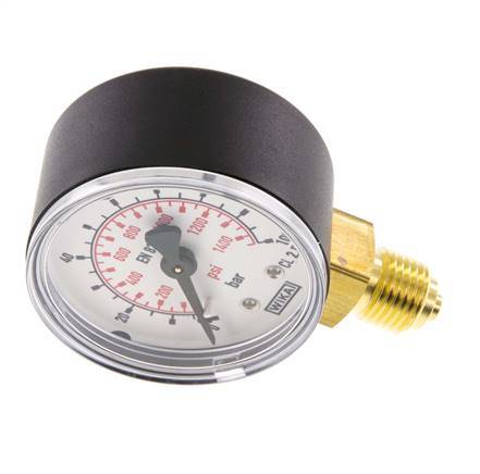 0..100 Bar (0..1450 psi) Druck Manometer unter Kunststoff / Messing 50 mm Klasse 2.5