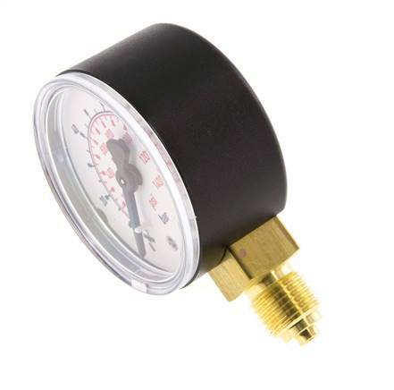 0..100 Bar (0..1450 psi) Druck Manometer unter Kunststoff / Messing 50 mm Klasse 2.5