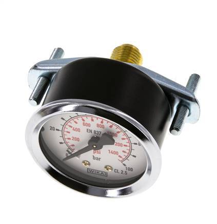 0..100 Bar (0..1450 psi) Manometer für Schalttafelmontage Stahl/Messing 50 mm Klasse 2.5 (Halterung)