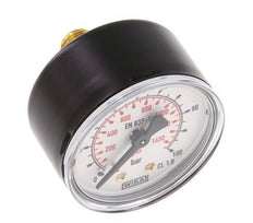 0..100 Bar Druck Manometer hinten Stahl / Messing 50 mm Klasse 1.6